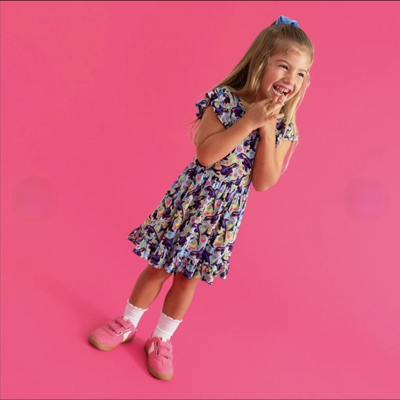Posh Peanut X Lisa Frank Max Splash Tie Back Ruffled Twirl Dress 5T/6T NIB - Picture 3 of 5
